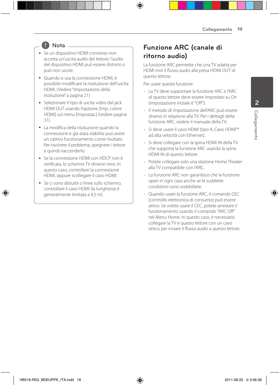 19 – funzione arc (canale di ritorno, Audio), Funzione arc (canale di ritorno audio) | Pioneer BCS-HW919 User Manual | Page 223 / 412