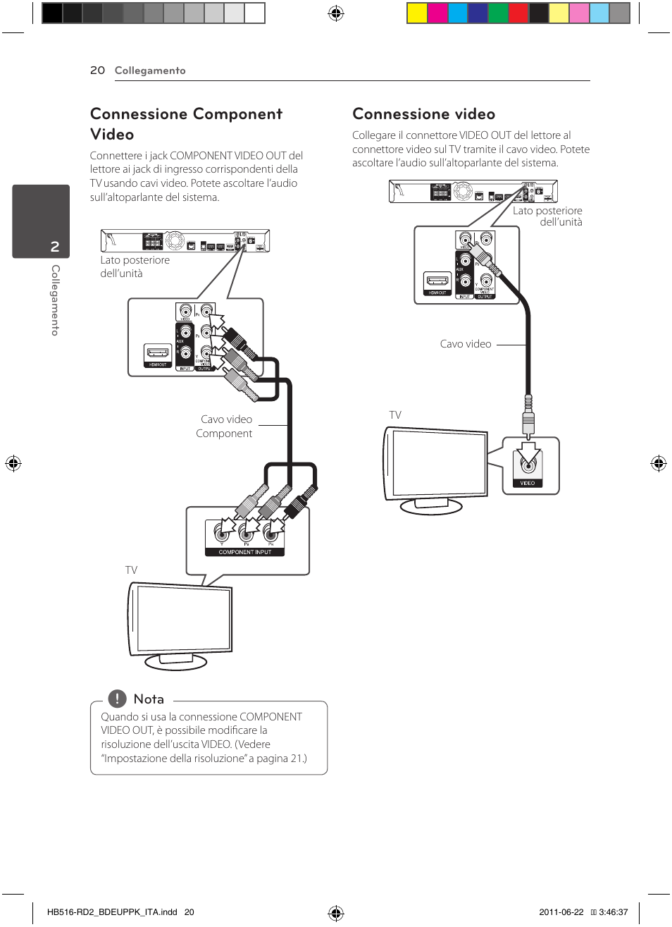 Connessione component video, Connessione video | Pioneer BCS-HW919 User Manual | Page 224 / 412