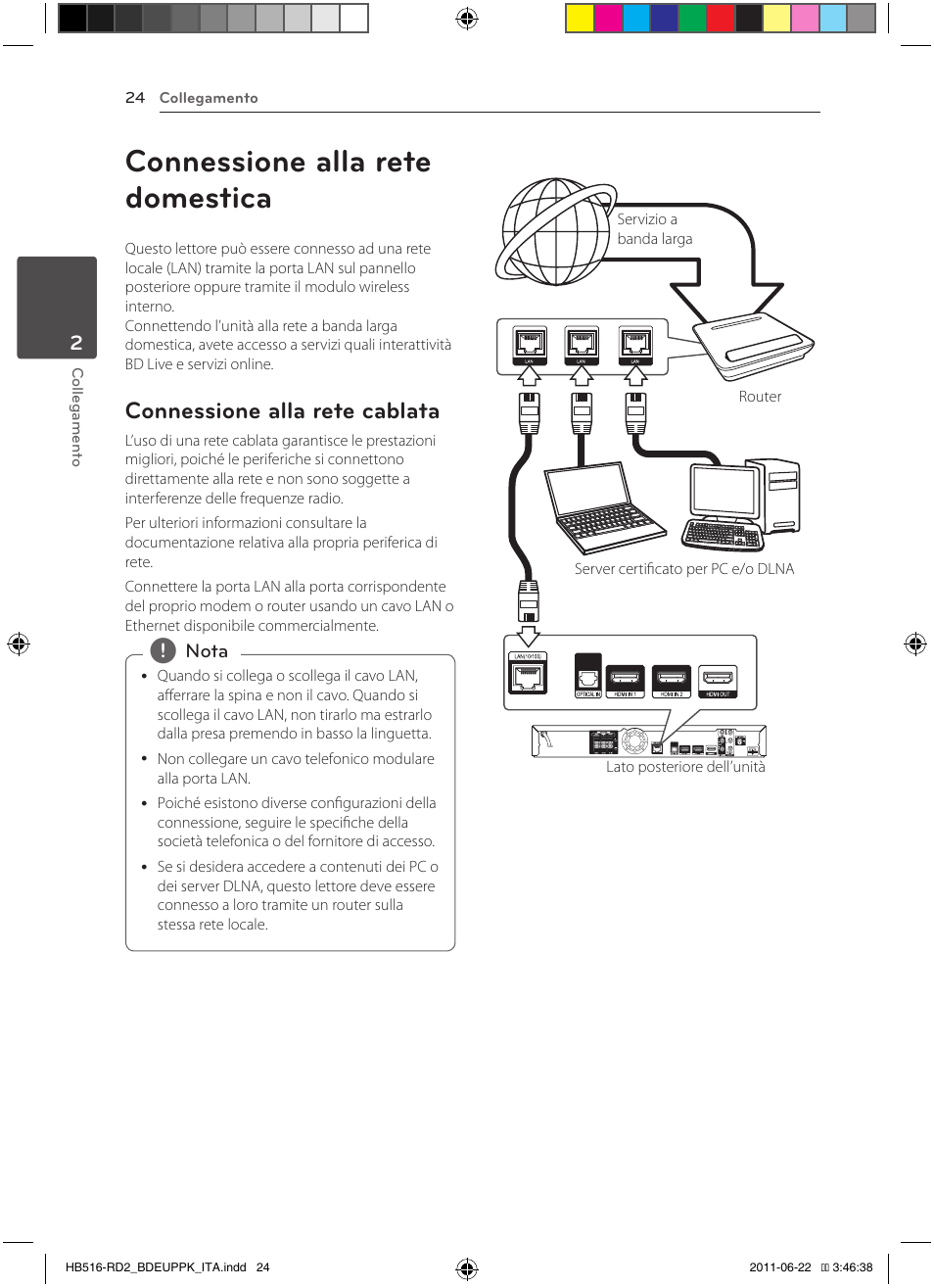 Connessione alla rete domestica, Connessione alla rete cablata | Pioneer BCS-HW919 User Manual | Page 228 / 412