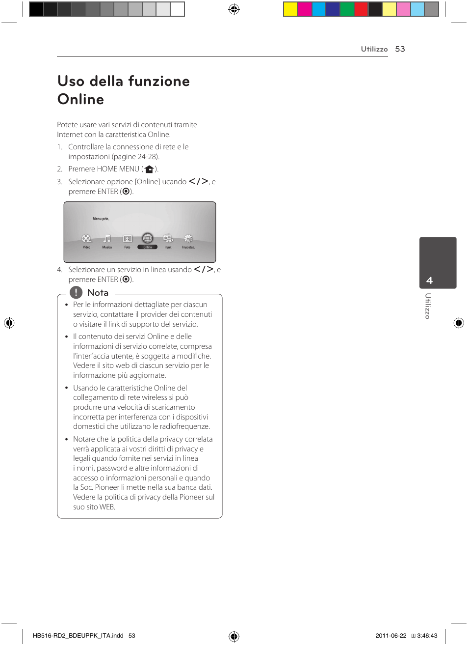 53 uso della funzione online, Uso della funzione online | Pioneer BCS-HW919 User Manual | Page 257 / 412