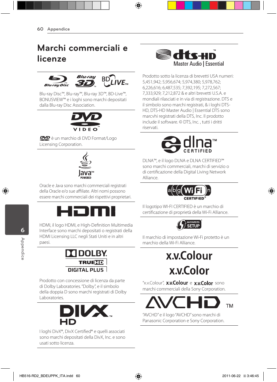 60 marchi commerciali e licenze, Marchi commerciali e licenze | Pioneer BCS-HW919 User Manual | Page 264 / 412