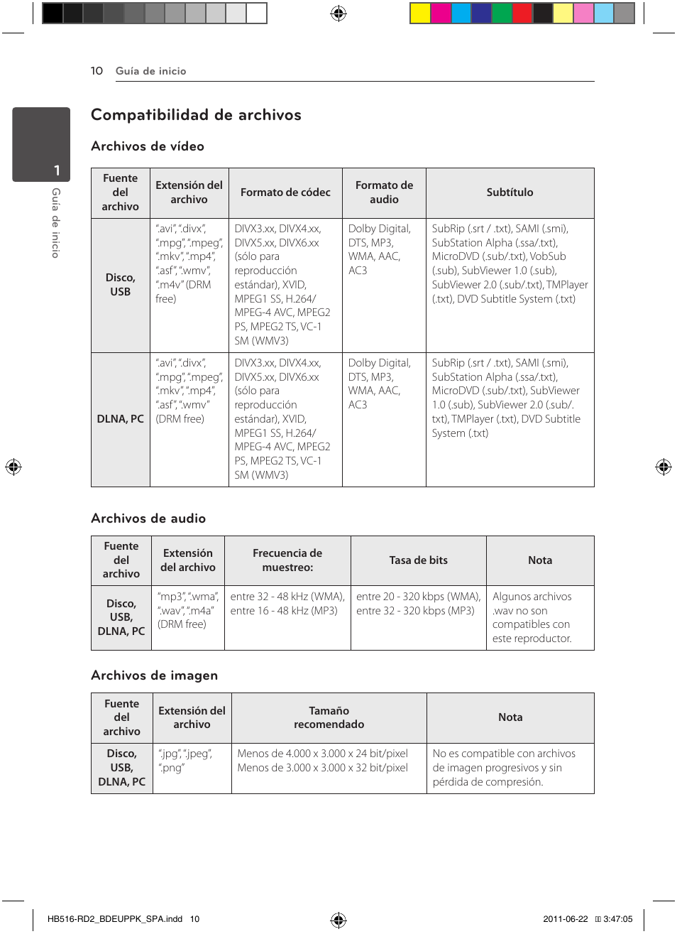 10 – compatibilidad de archivos, Compatibilidad de archivos, Archivos de vídeo | Archivos de audio, Archivos de imagen | Pioneer BCS-HW919 User Manual | Page 280 / 412