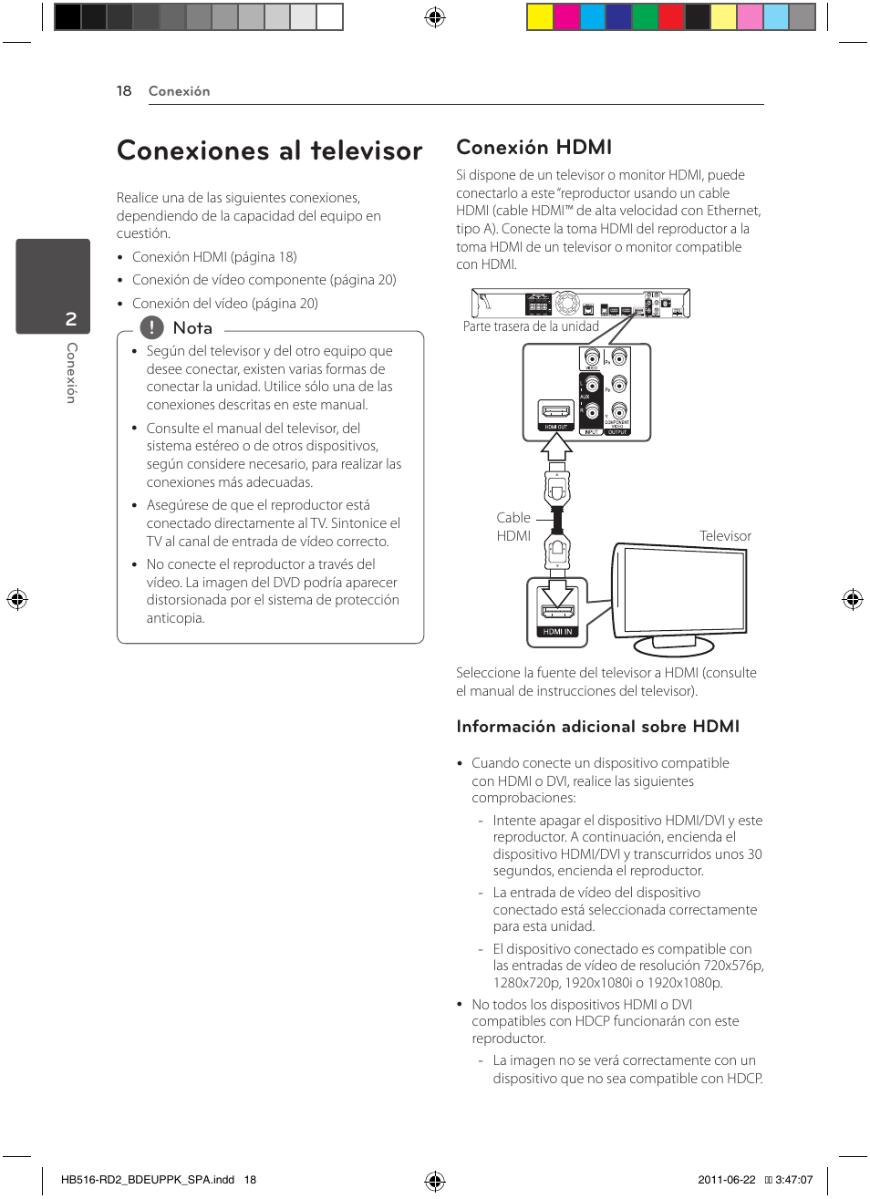 18 conexiones al televisor 18 – conexión hdmi, Conexiones al televisor, Conexión hdmi | Pioneer BCS-HW919 User Manual | Page 288 / 412