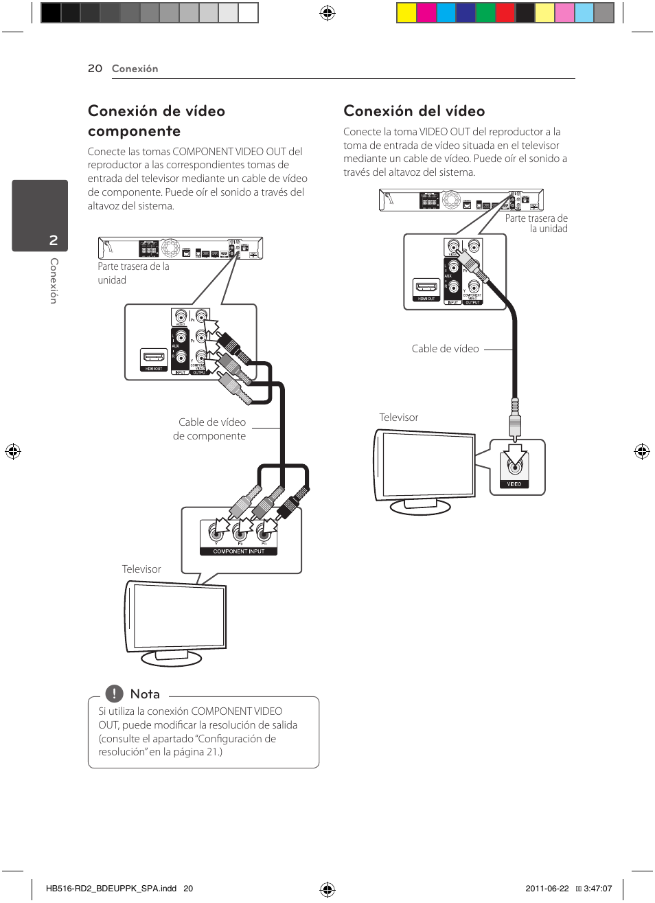 Conexión de vídeo componente, Conexión del vídeo | Pioneer BCS-HW919 User Manual | Page 290 / 412