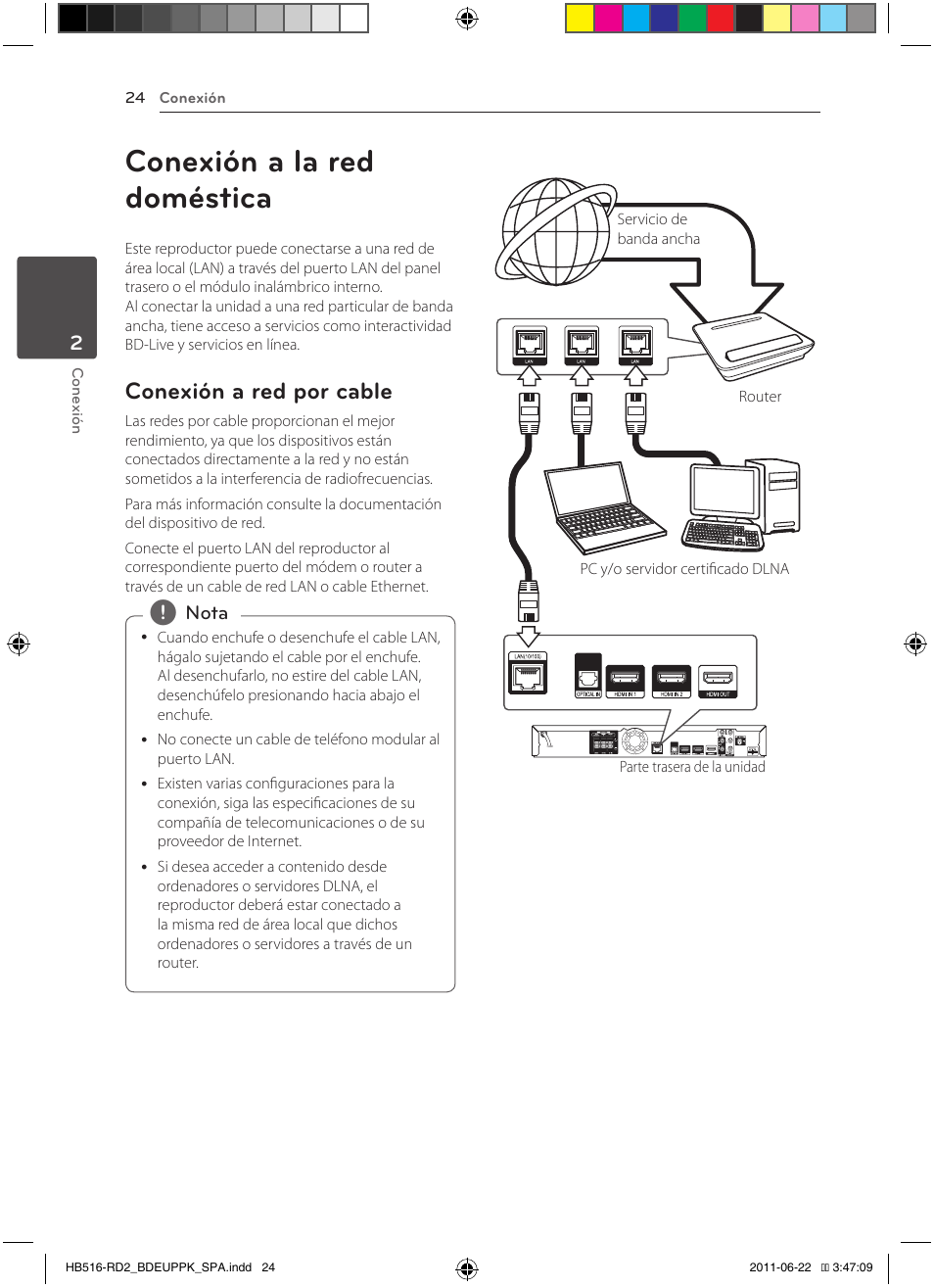 Conexión a la red doméstica, Conexión a red por cable | Pioneer BCS-HW919 User Manual | Page 294 / 412