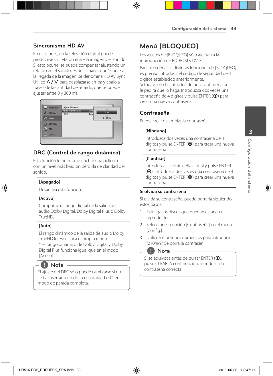 33 – menú [bloqueo, Menú [bloqueo | Pioneer BCS-HW919 User Manual | Page 303 / 412