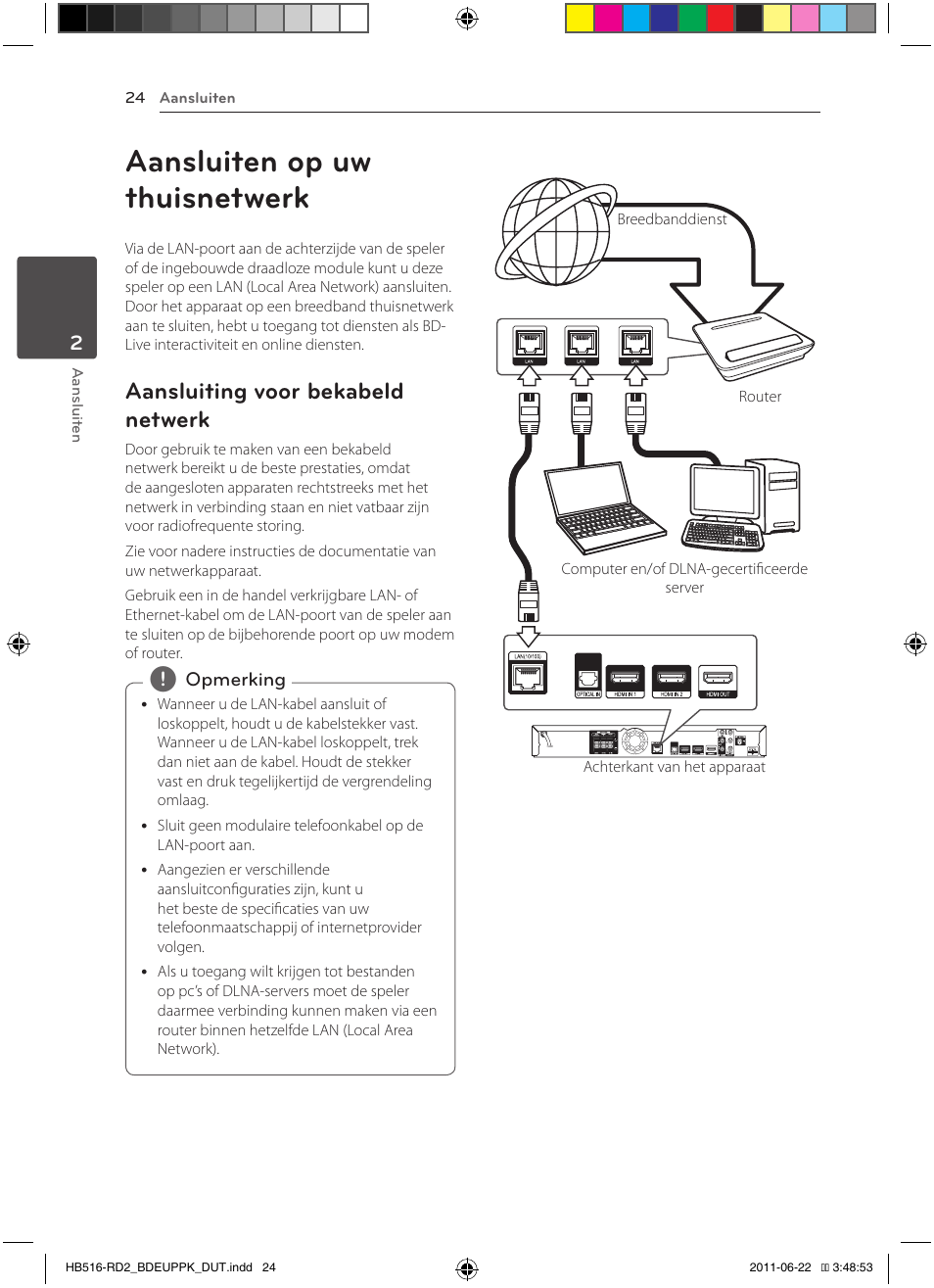 Aansluiten op uw thuisnetwerk, Aansluiting voor bekabeld netwerk | Pioneer BCS-HW919 User Manual | Page 360 / 412