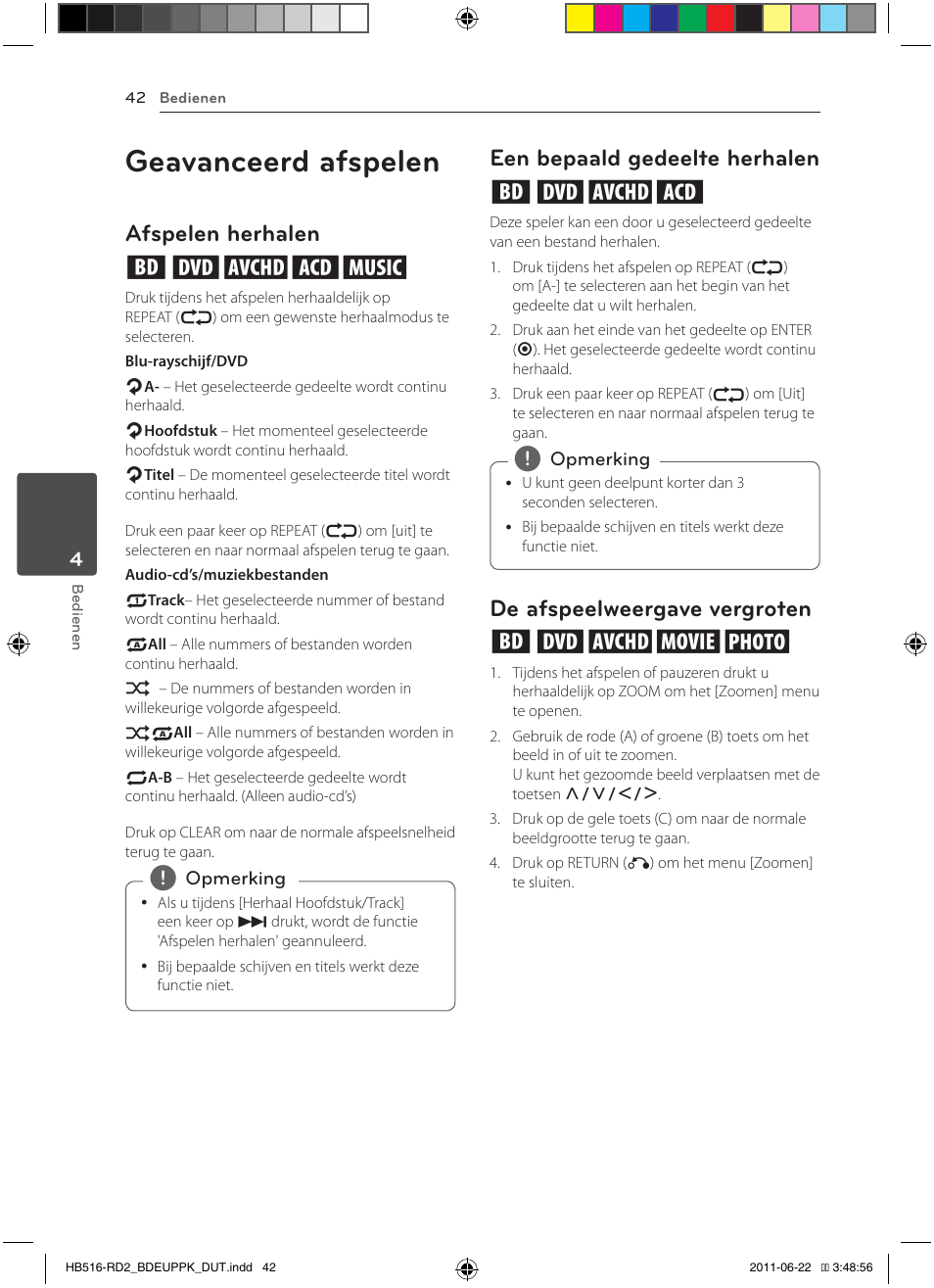 Geavanceerd afspelen, Afspelen herhalen erotu, Een bepaald gedeelte herhalen erot | De afspeelweergave vergroten eroyi | Pioneer BCS-HW919 User Manual | Page 378 / 412