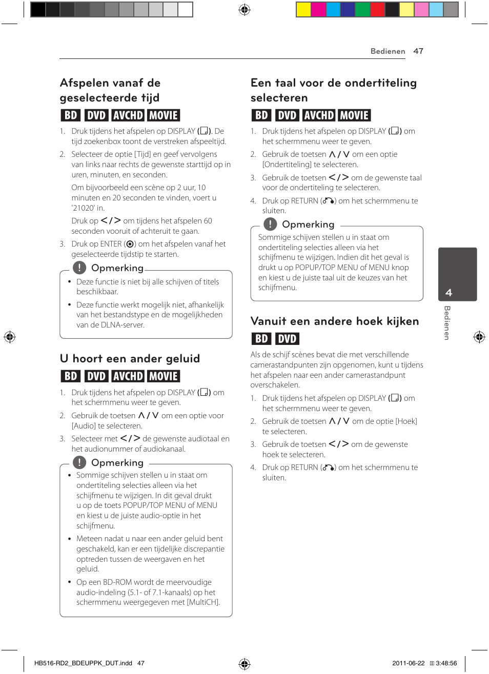 Selecteren, 47 – vanuit een andere hoek kijken, Afspelen vanaf de geselecteerde tijd eroy | U hoort een ander geluid eroy, Een taal voor de ondertiteling selecteren eroy, Vanuit een andere hoek kijken er | Pioneer BCS-HW919 User Manual | Page 383 / 412