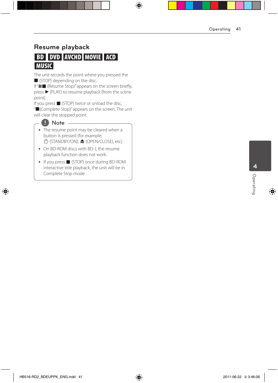 41 – resume playback, Resume playback eroyt, u | Pioneer BCS-HW919 User Manual | Page 41 / 412