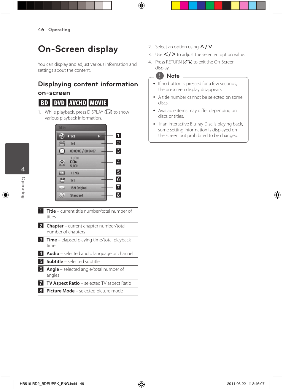 Screen, On-screen display, Displaying content information on-screen eroy | Pioneer BCS-HW919 User Manual | Page 46 / 412