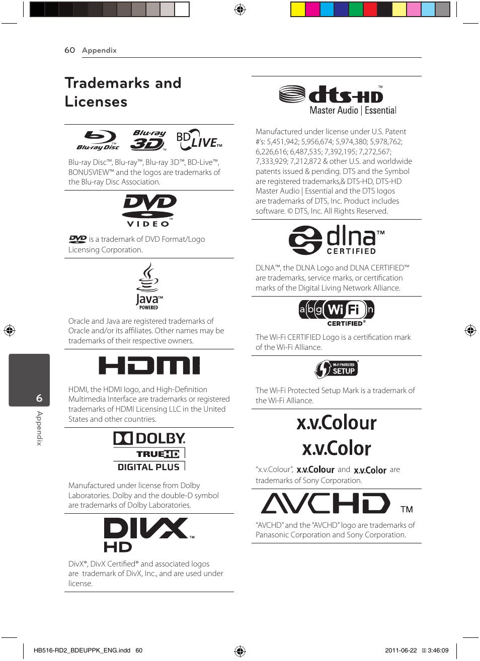 60 trademarks and licenses, Trademarks and licenses | Pioneer BCS-HW919 User Manual | Page 60 / 412