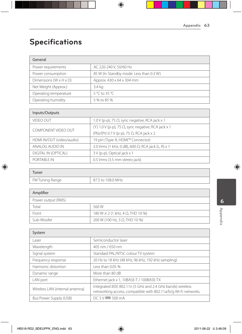 63 specifications, Specifications | Pioneer BCS-HW919 User Manual | Page 63 / 412