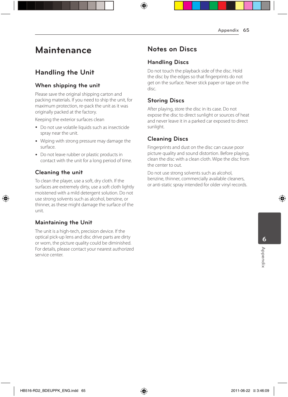 Maintenance, Handling the unit | Pioneer BCS-HW919 User Manual | Page 65 / 412