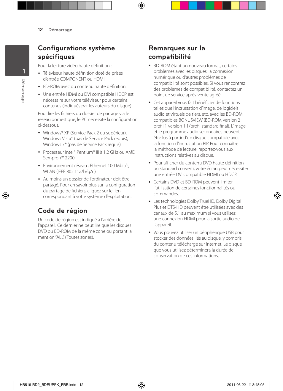 Configurations système spécifiques, Code de région, Remarques sur la compatibilité | Pioneer BCS-HW919 User Manual | Page 78 / 412