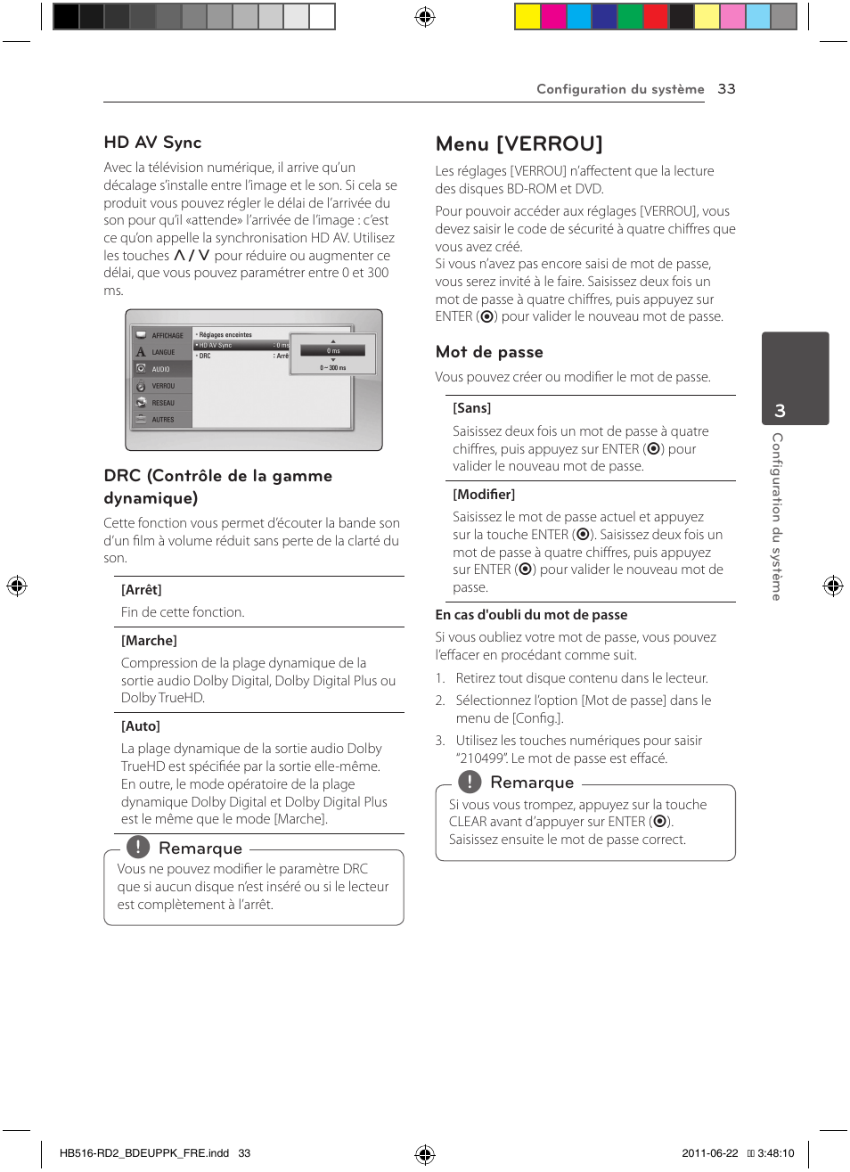 33 – menu [verrou, Menu [verrou | Pioneer BCS-HW919 User Manual | Page 99 / 412