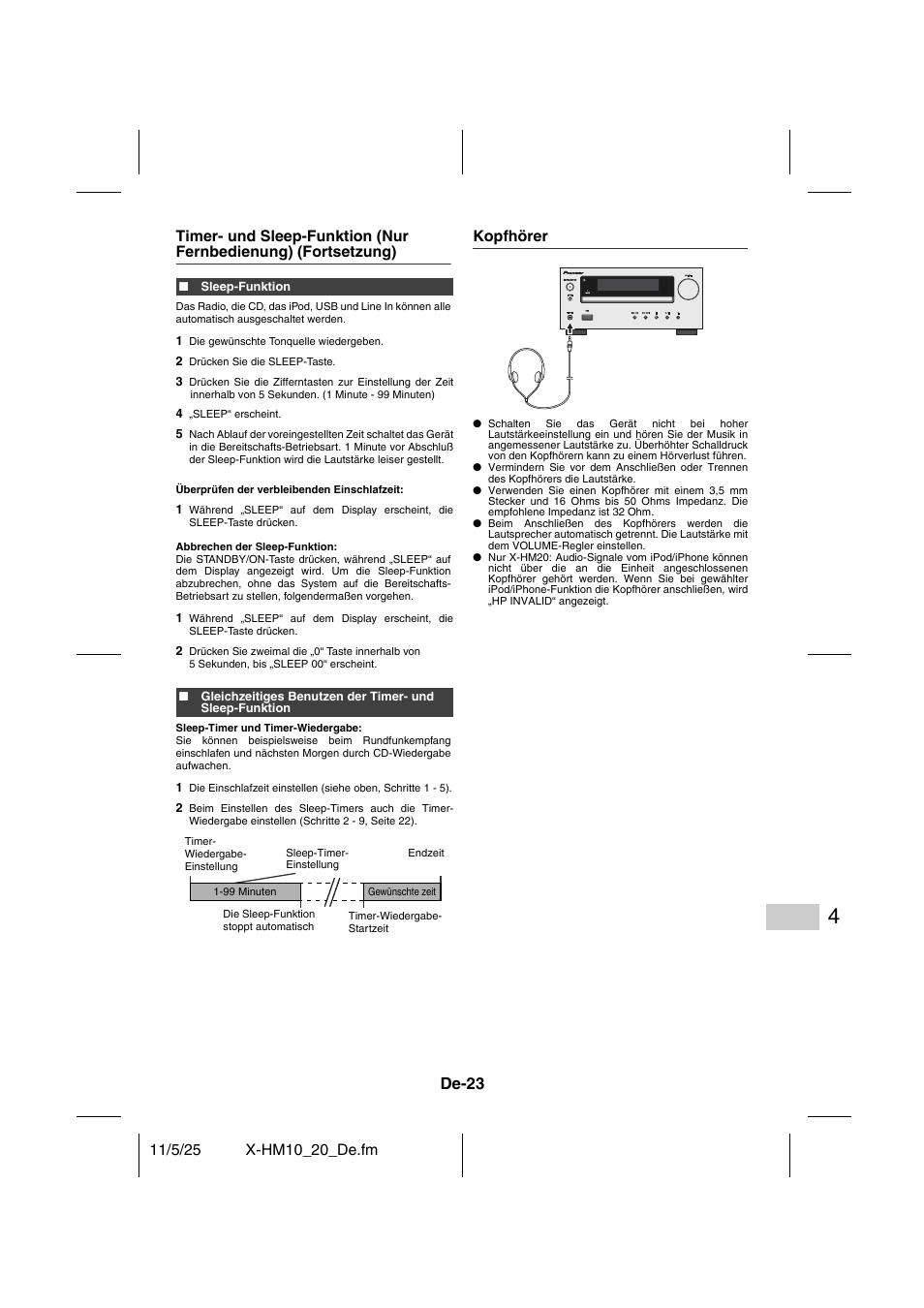 Kopfhörer, De-23 | Pioneer X-HM10-S User Manual | Page 101 / 184