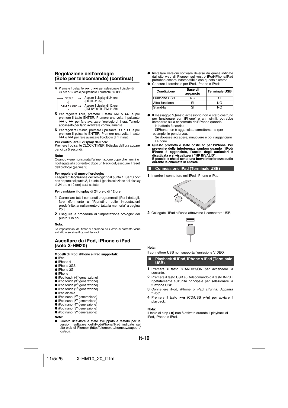 Ipod, iphone e ipad, It-10, Ascoltare da ipod, iphone o ipad (solo x-hm20) | Pioneer X-HM10-S User Manual | Page 114 / 184