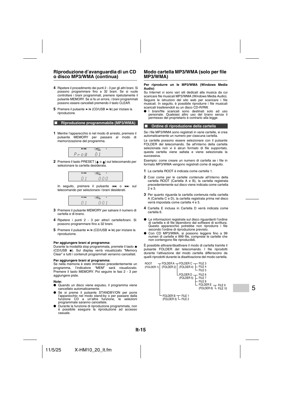 Modo cartella mp3/wma (solo per file mp3/wma) - 16, It-15 | Pioneer X-HM10-S User Manual | Page 119 / 184