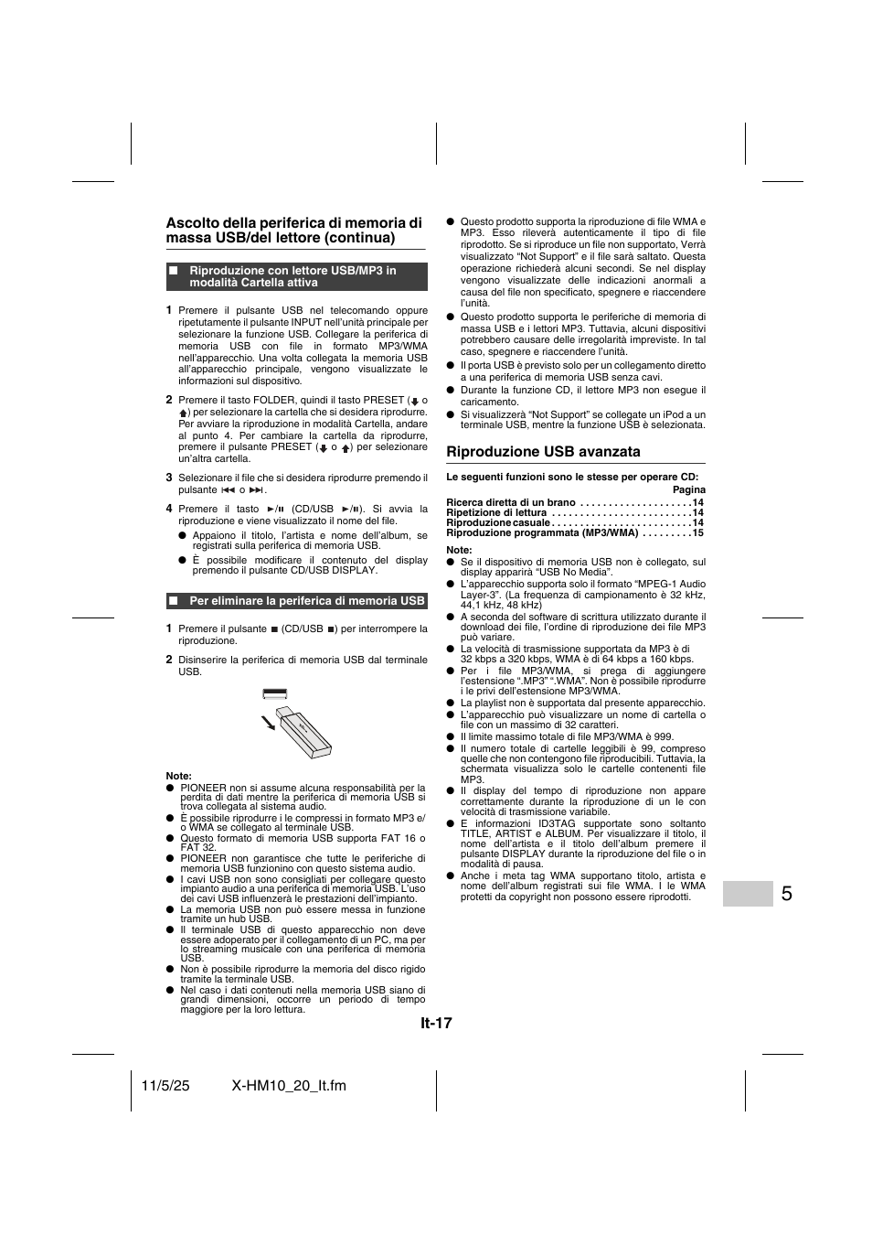 Riproduzione usb avanzata, It-17 | Pioneer X-HM10-S User Manual | Page 121 / 184