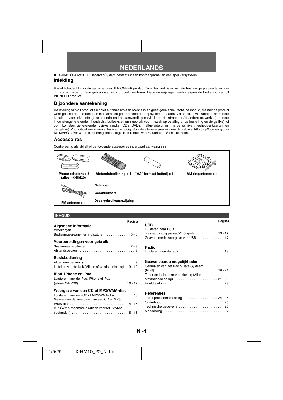 Cd receiver system, Nederlands, Nl-4 | Pioneer X-HM10-S User Manual | Page 134 / 184