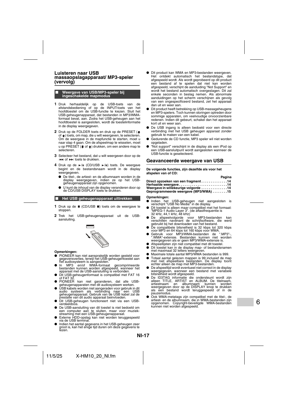 Geavanceerde weergave van usb, Nl-17 | Pioneer X-HM10-S User Manual | Page 147 / 184