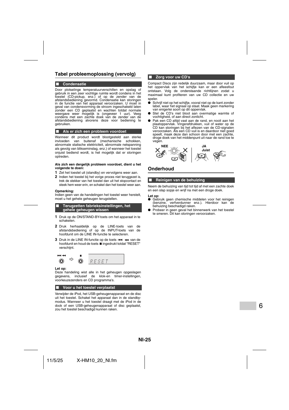 Onderhoud, Nl-25 | Pioneer X-HM10-S User Manual | Page 155 / 184