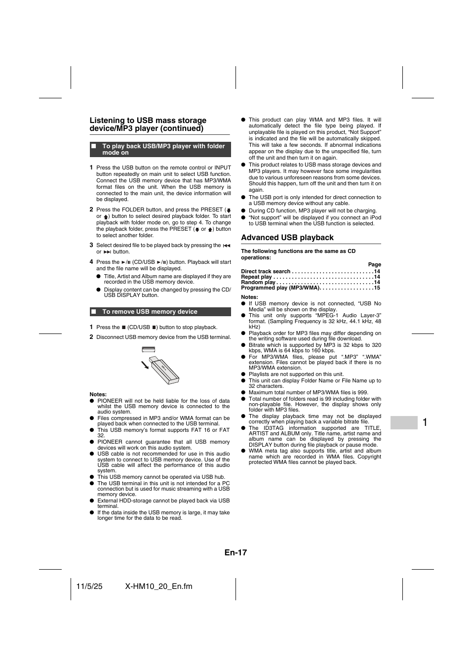 Advanced usb playback, En-17 | Pioneer X-HM10-S User Manual | Page 17 / 184