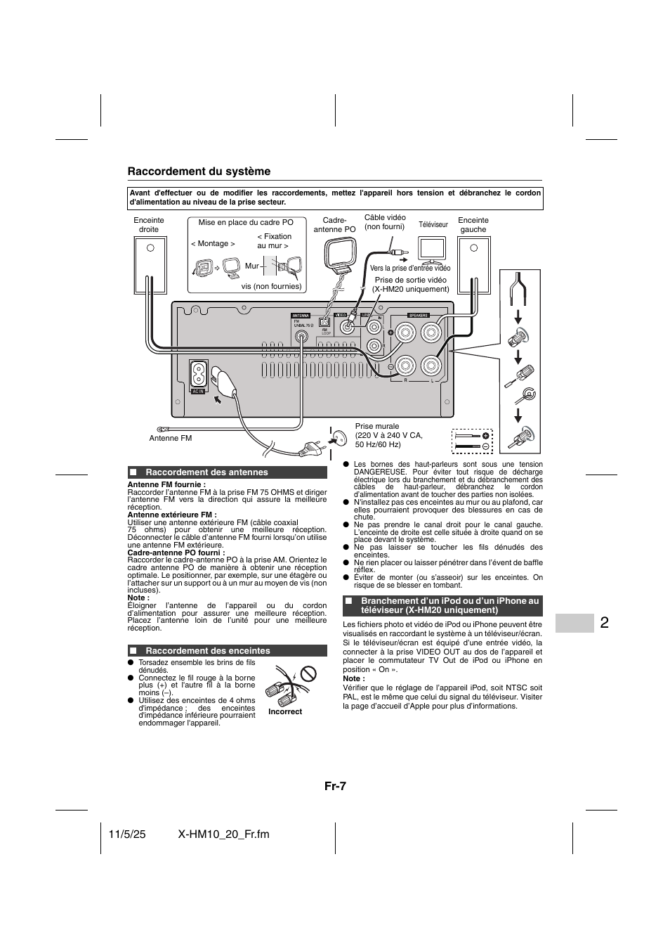 Avant l’utilisation, Raccordement du système - 8, Fr-7 | Pioneer X-HM10-S User Manual | Page 33 / 184
