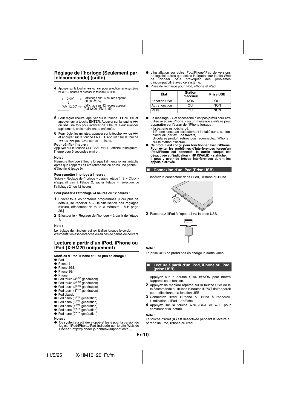 Ipod, iphone et ipad, Fr-10 | Pioneer X-HM10-S User Manual | Page 36 / 184