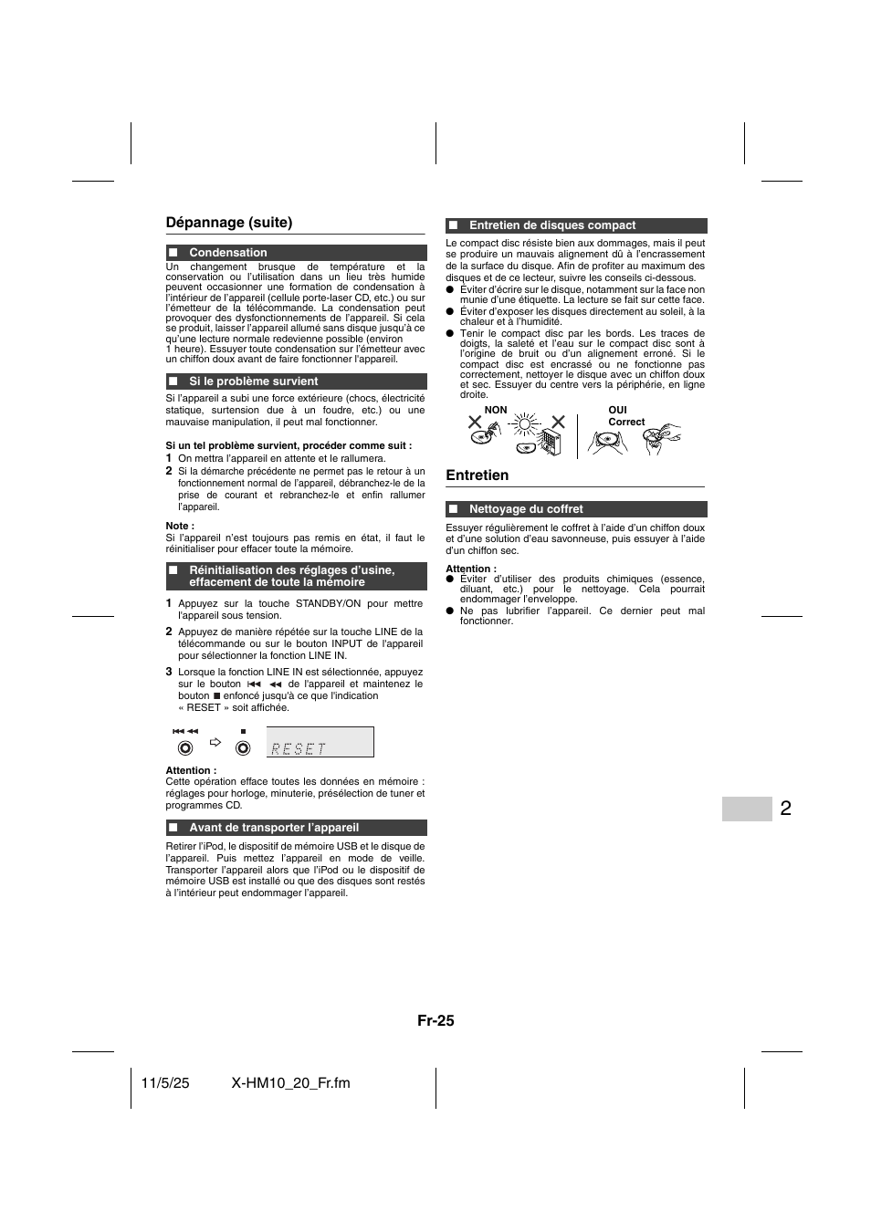 Entretien, Fr-25 | Pioneer X-HM10-S User Manual | Page 51 / 184