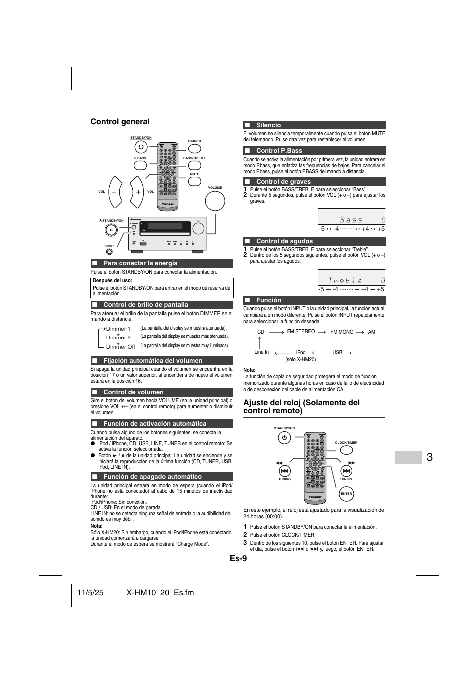 Funcionamiento básico, Es-9 | Pioneer X-HM10-S User Manual | Page 61 / 184