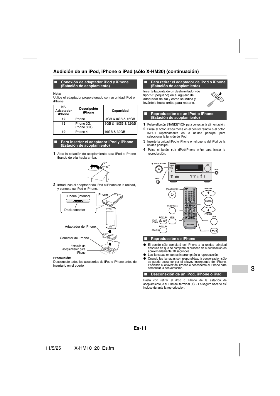 Es-11 | Pioneer X-HM10-S User Manual | Page 63 / 184