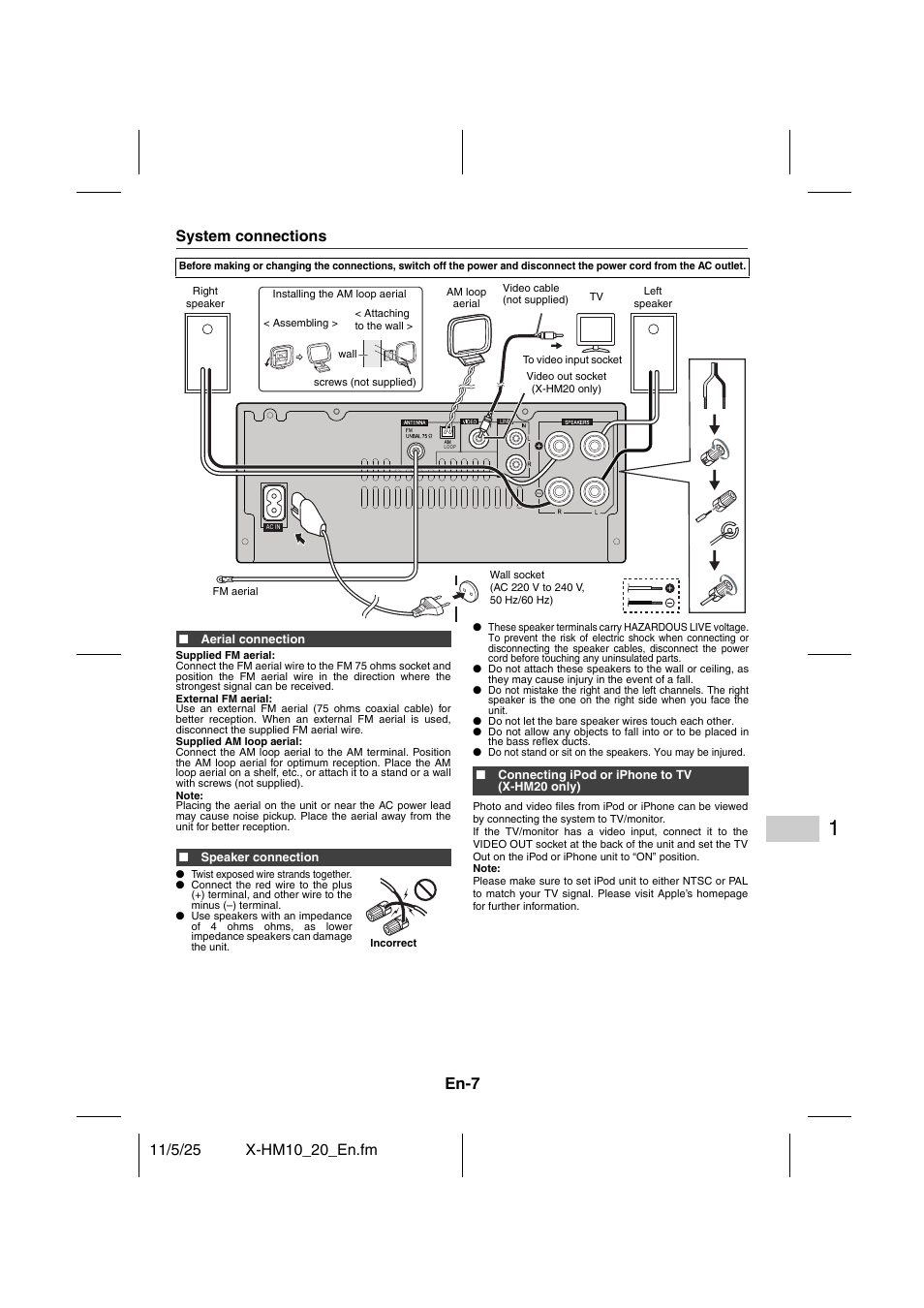 Preparation for use, System connections - 8, En-7 | Pioneer X-HM10-S User Manual | Page 7 / 184