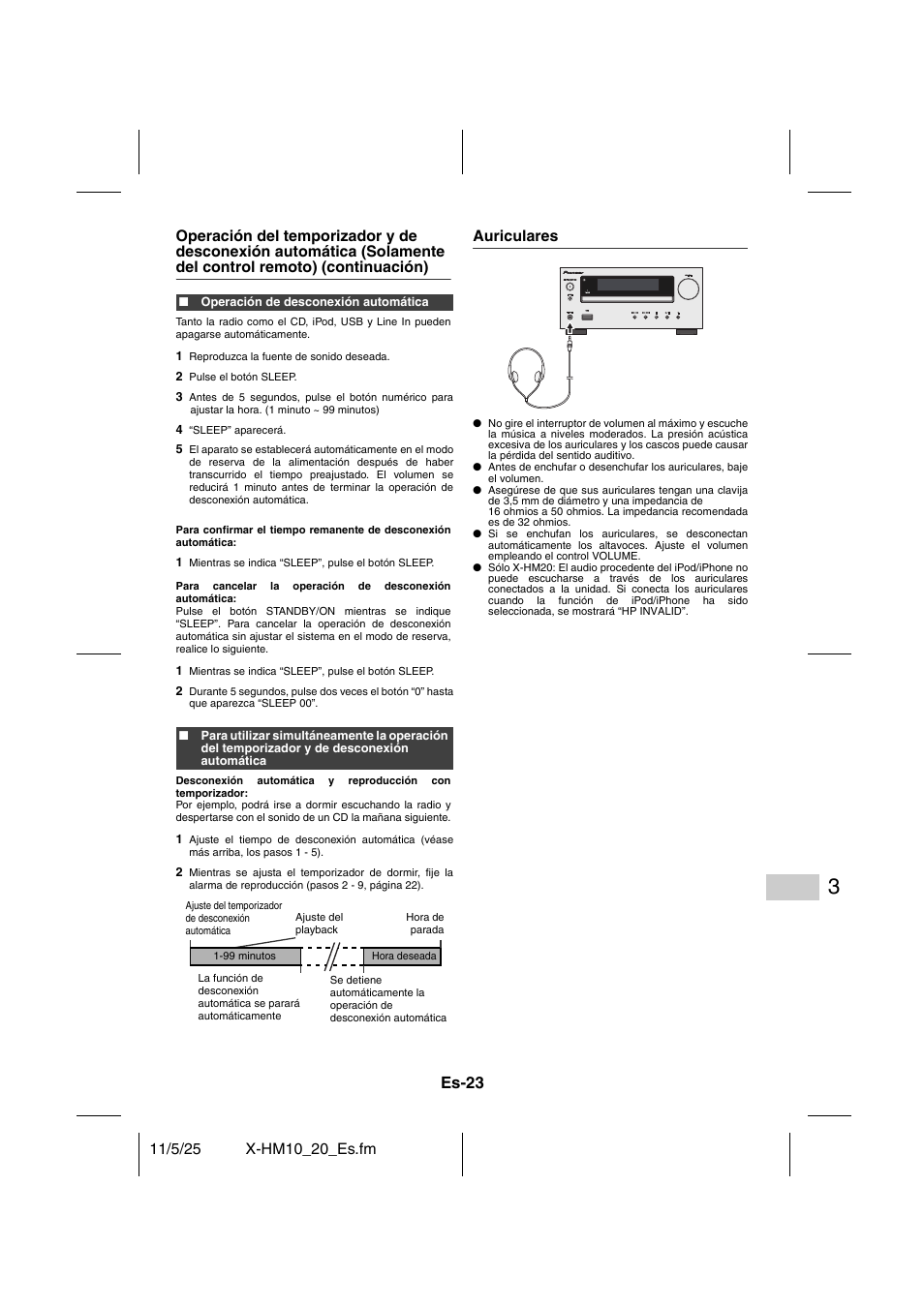 Auriculares, Es-23 | Pioneer X-HM10-S User Manual | Page 75 / 184