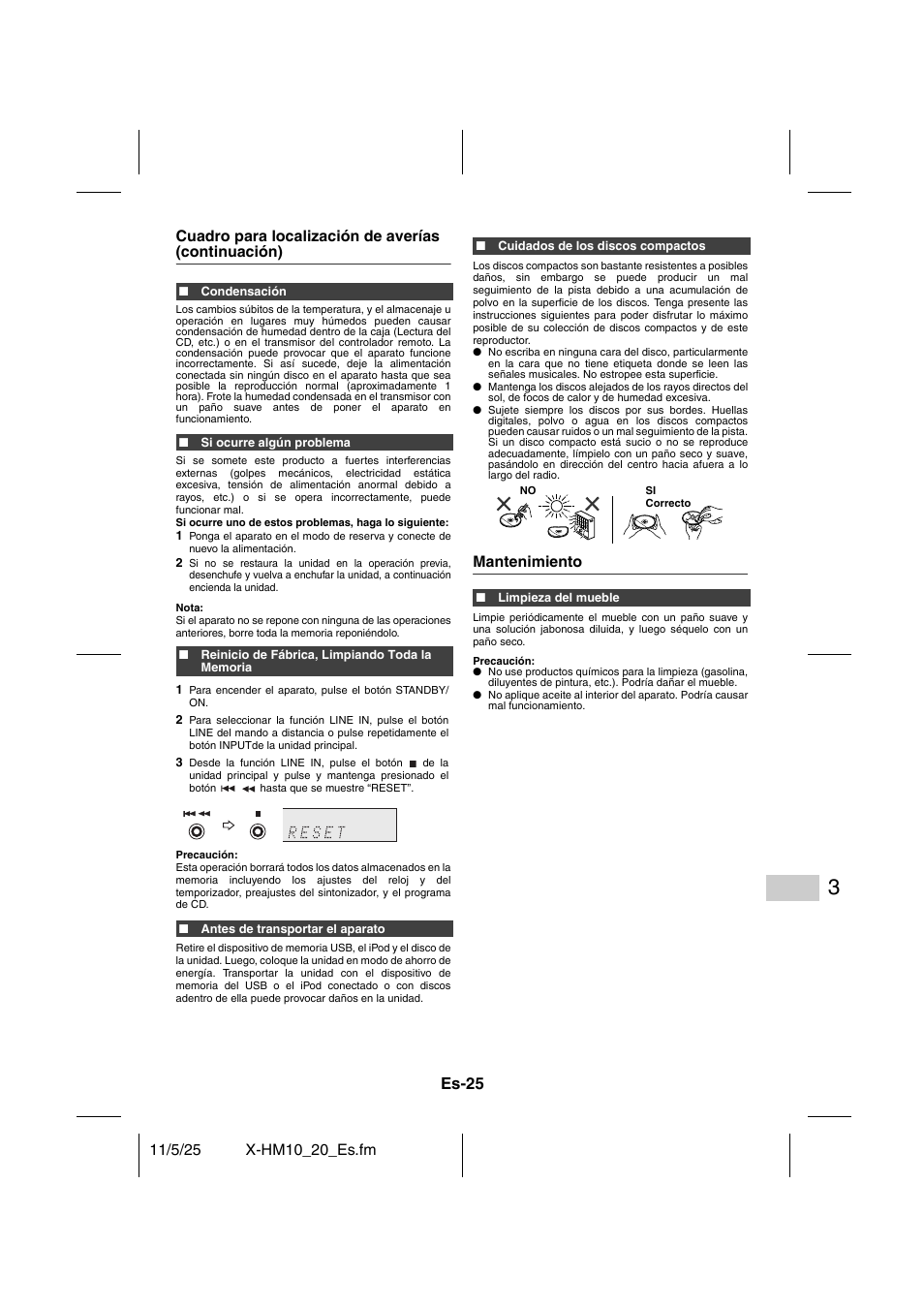 Mantenimiento, Es-25 | Pioneer X-HM10-S User Manual | Page 77 / 184