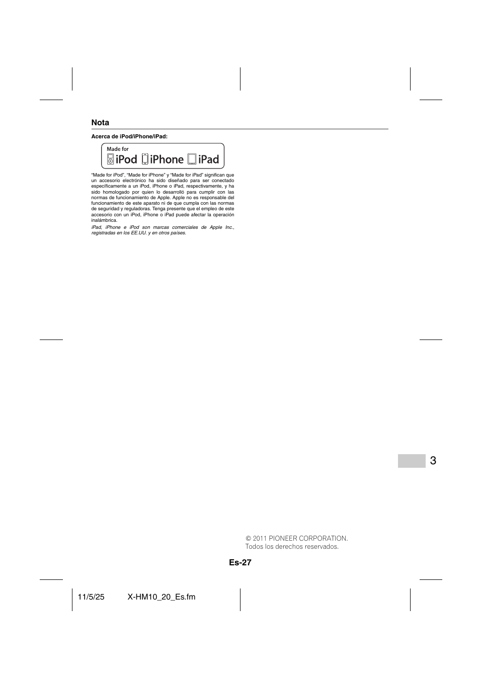 Nota | Pioneer X-HM10-S User Manual | Page 79 / 184