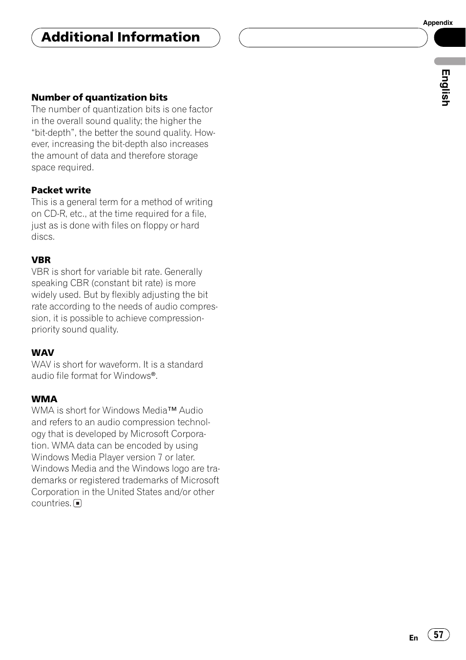 Additional information | Pioneer DEH-P6800MP User Manual | Page 57 / 123