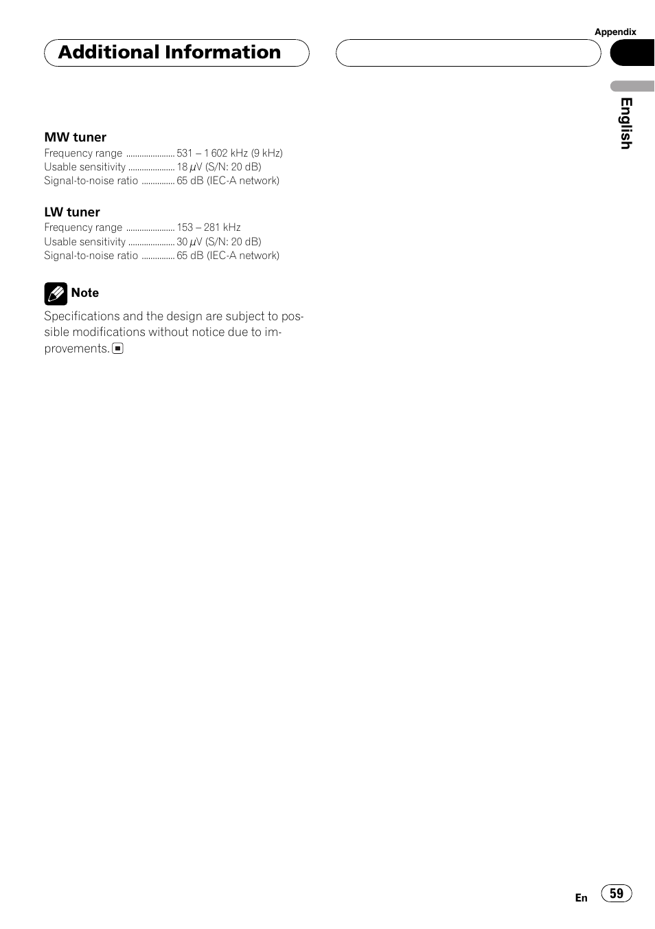 Additional information, English | Pioneer DEH-P6800MP User Manual | Page 59 / 123