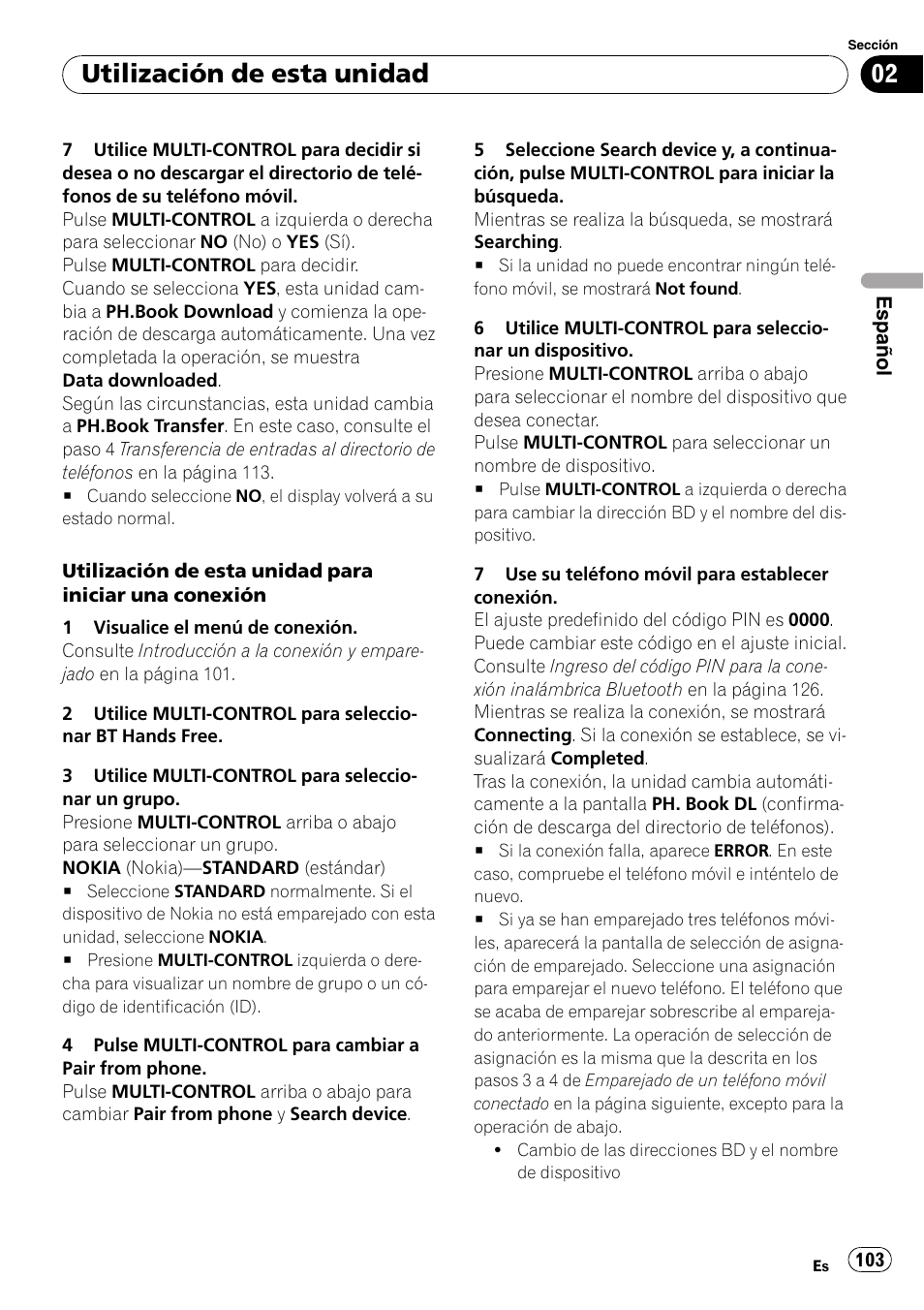 Utilización de esta unidad | Pioneer DEH-P800BT User Manual | Page 103 / 148
