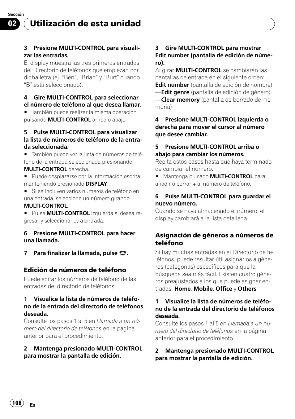 Utilización de esta unidad | Pioneer DEH-P800BT User Manual | Page 108 / 148