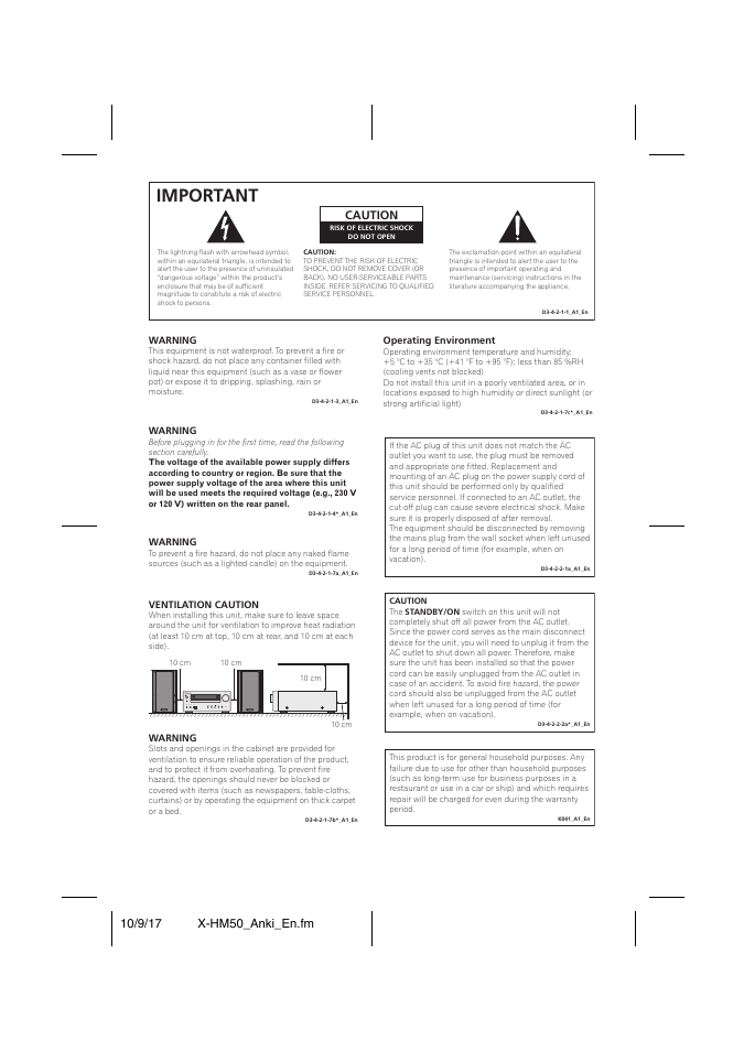 Important, Caution | Pioneer X-HM50-S User Manual | Page 2 / 76