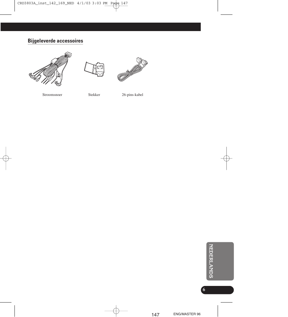 Bijgeleverde accessoires | Pioneer AVIC900HVT User Manual | Page 147 / 172