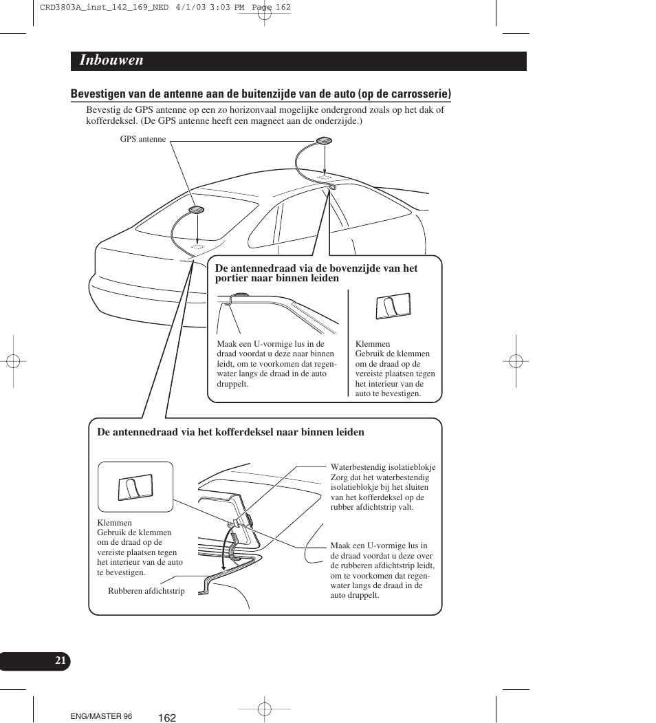 Inbouwen | Pioneer AVIC900HVT User Manual | Page 162 / 172