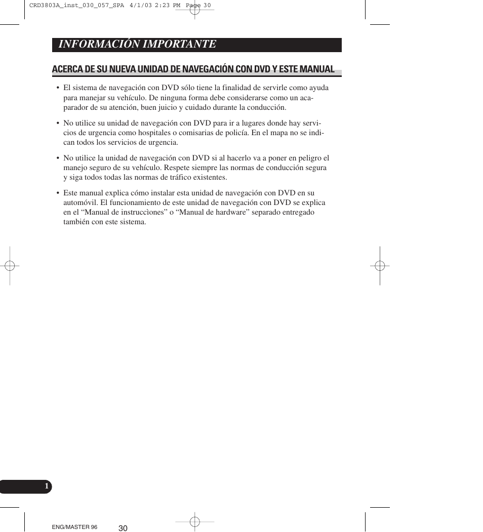 Información importante | Pioneer AVIC900HVT User Manual | Page 30 / 172