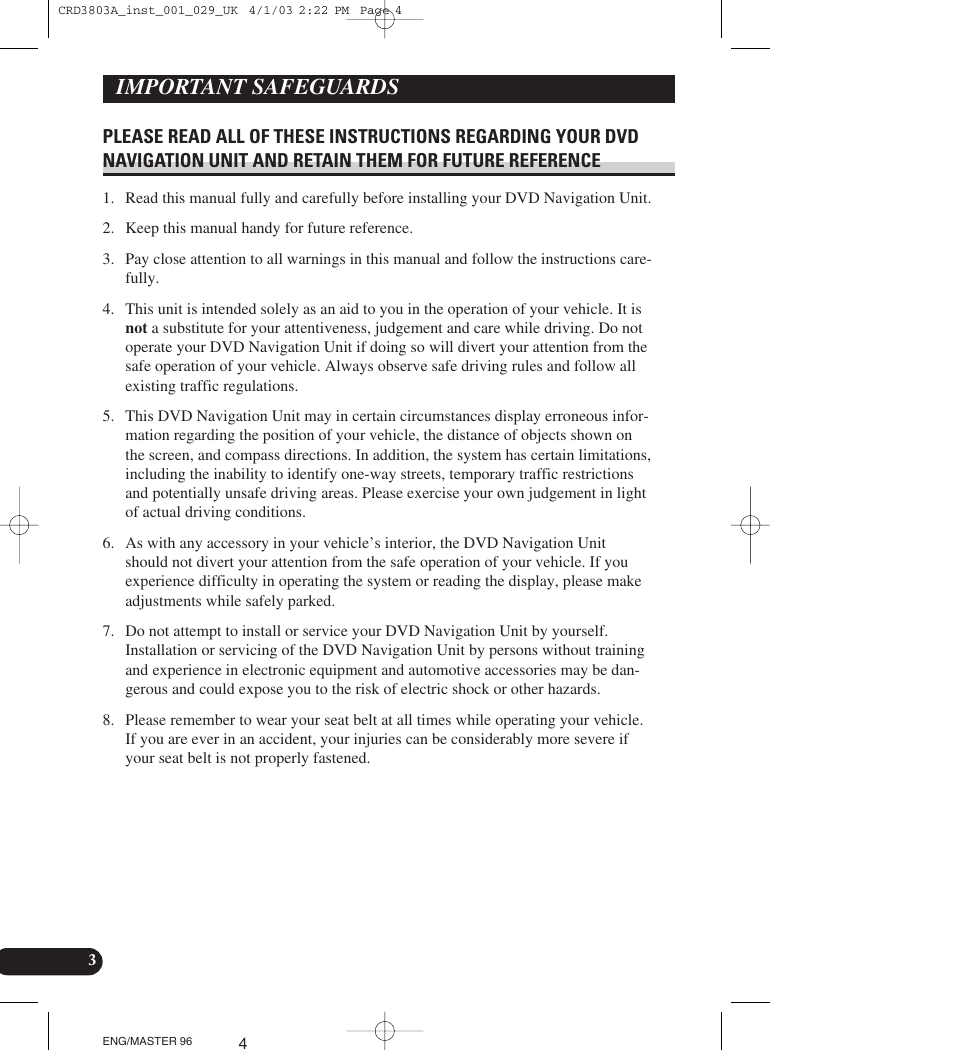 Important safeguards, Please read all of these | Pioneer AVIC900HVT User Manual | Page 4 / 172