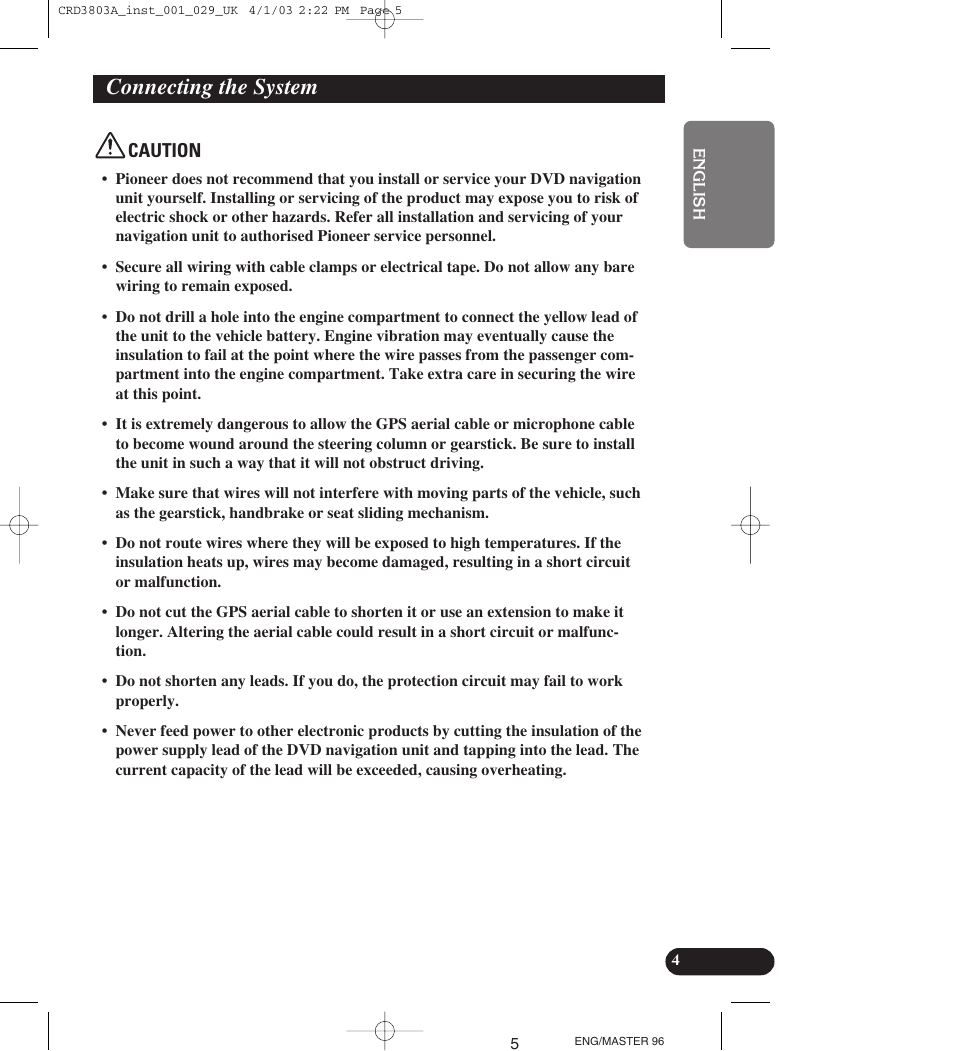 Connecting the system, Caution | Pioneer AVIC900HVT User Manual | Page 5 / 172