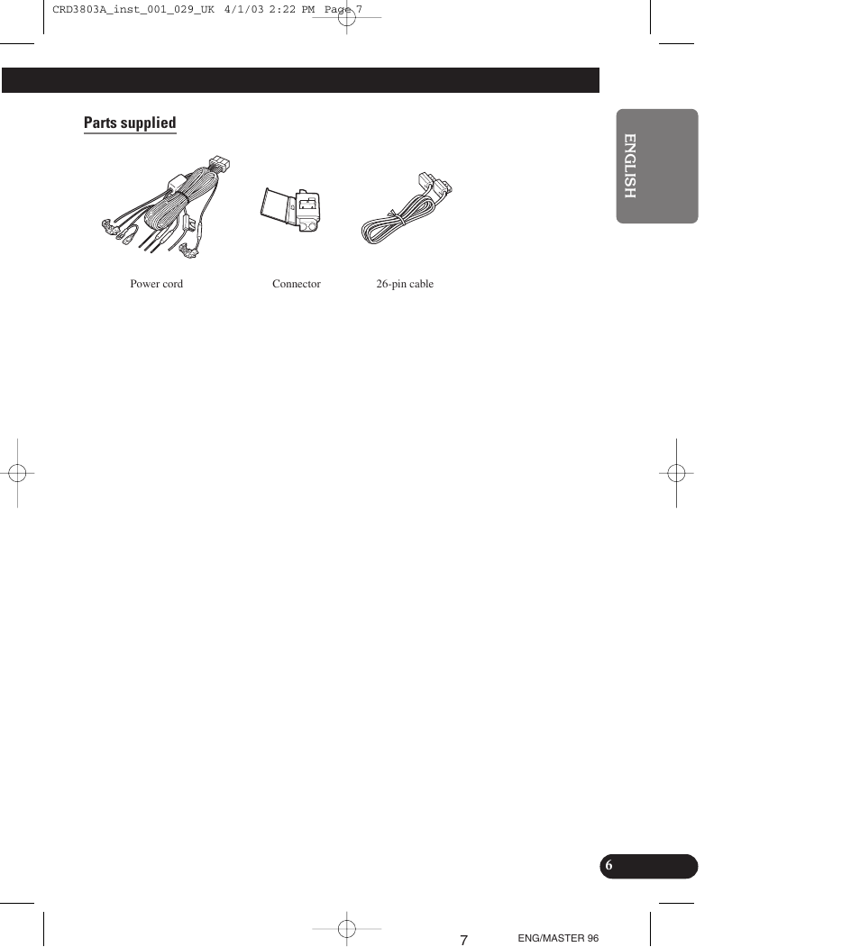 Parts supplied | Pioneer AVIC900HVT User Manual | Page 7 / 172