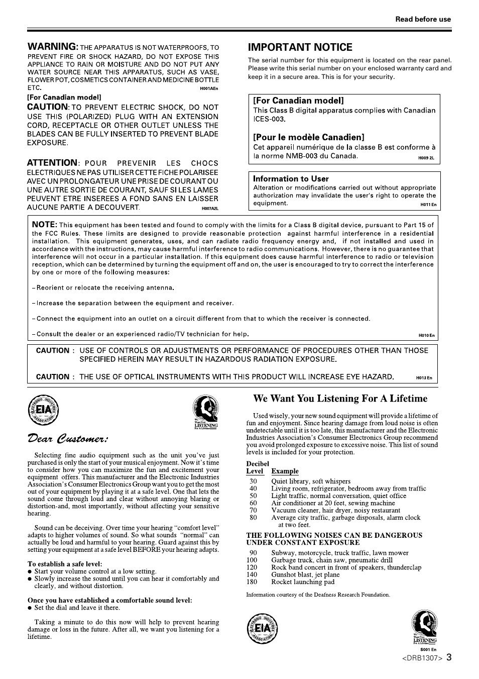 Important notice | Pioneer CMX-3000 User Manual | Page 3 / 20