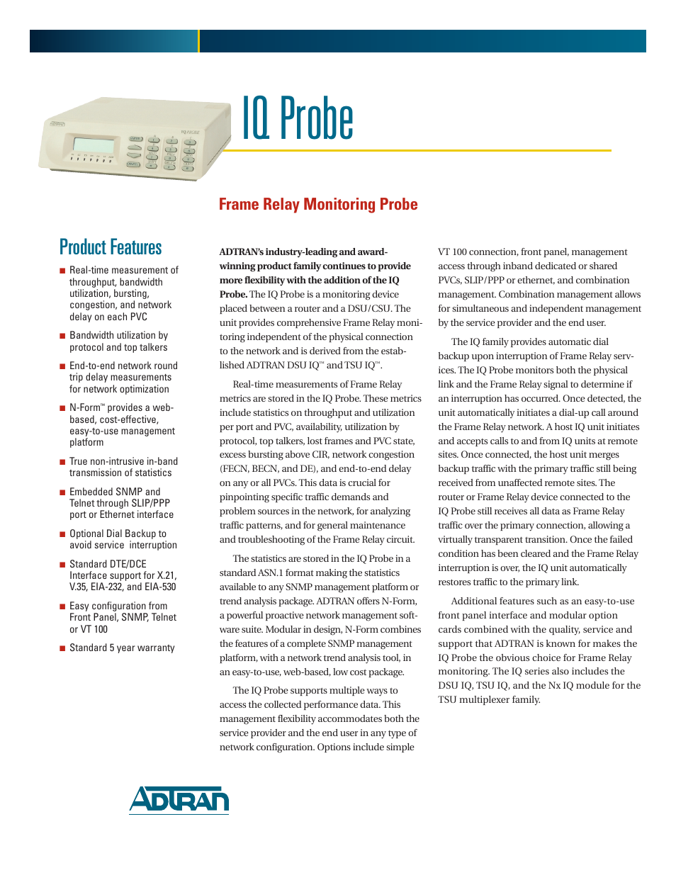 ADTRAN IQ Probe 1200214L1 User Manual | 2 pages